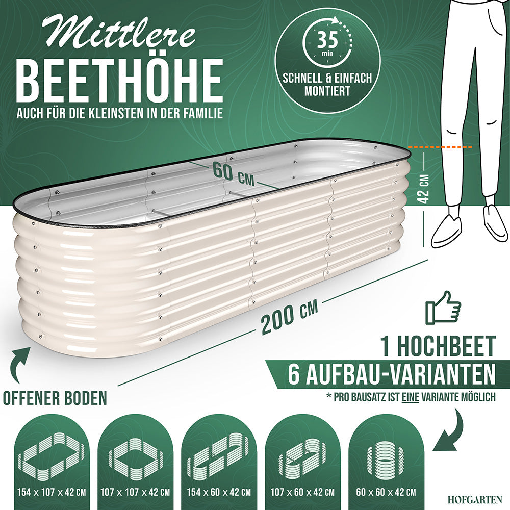 HOFGARTEN 6-in-1 Metall-Hochbeet 'QuickGrow' (42 cm Beethöhe)