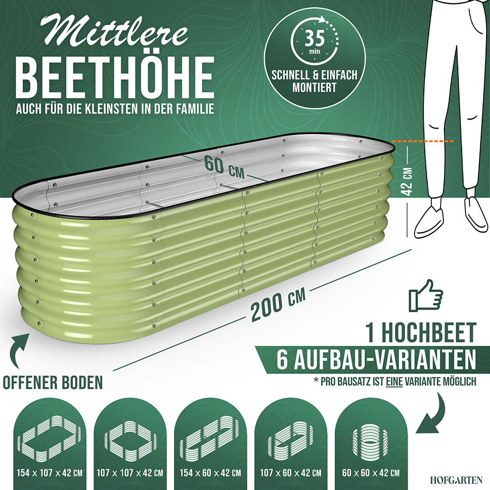 HOFGARTEN 6-in-1 Metall-Hochbeet 'QuickGrow' (42 cm Beethöhe)