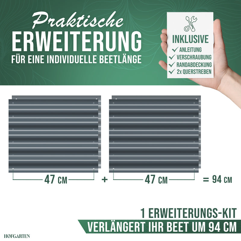 HOFGARTEN Hochbeet Erweiterungs-Kit | Passend für 42 cm oder 64 cm Beethöhe (Bitte wählen)