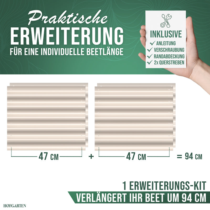 HOFGARTEN Hochbeet Erweiterungs-Kit | Passend für 42 cm oder 64 cm Beethöhe (Bitte wählen)