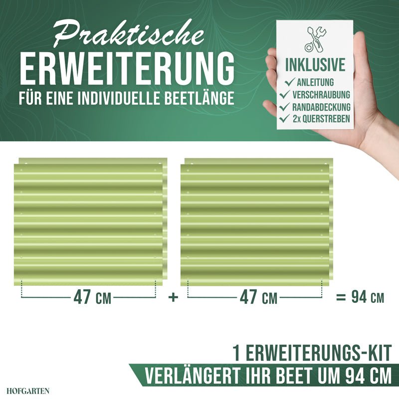 HOFGARTEN Hochbeet Erweiterungs-Kit | Passend für 42 cm oder 64 cm Beethöhe (Bitte wählen)
