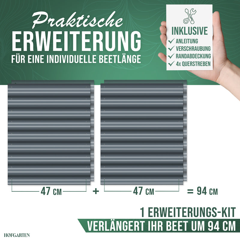 HOFGARTEN Hochbeet Erweiterungs-Kit | Passend für 42 cm oder 64 cm Beethöhe (Bitte wählen)