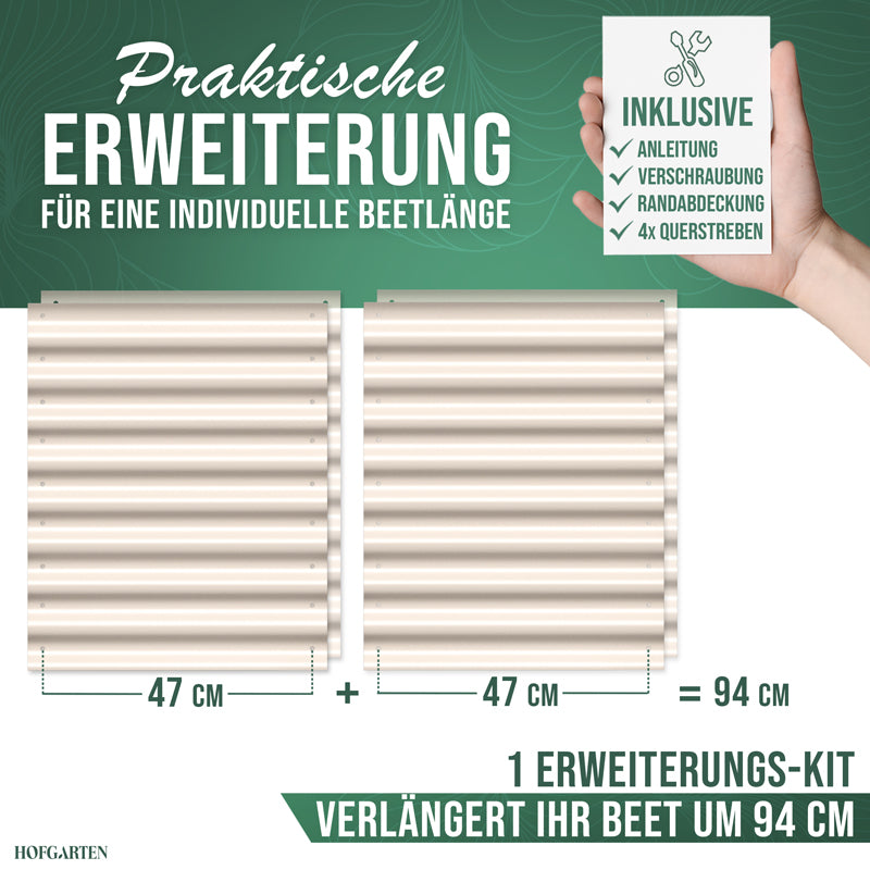 HOFGARTEN Hochbeet Erweiterungs-Kit | Passend für 42 cm oder 64 cm Beethöhe (Bitte wählen)