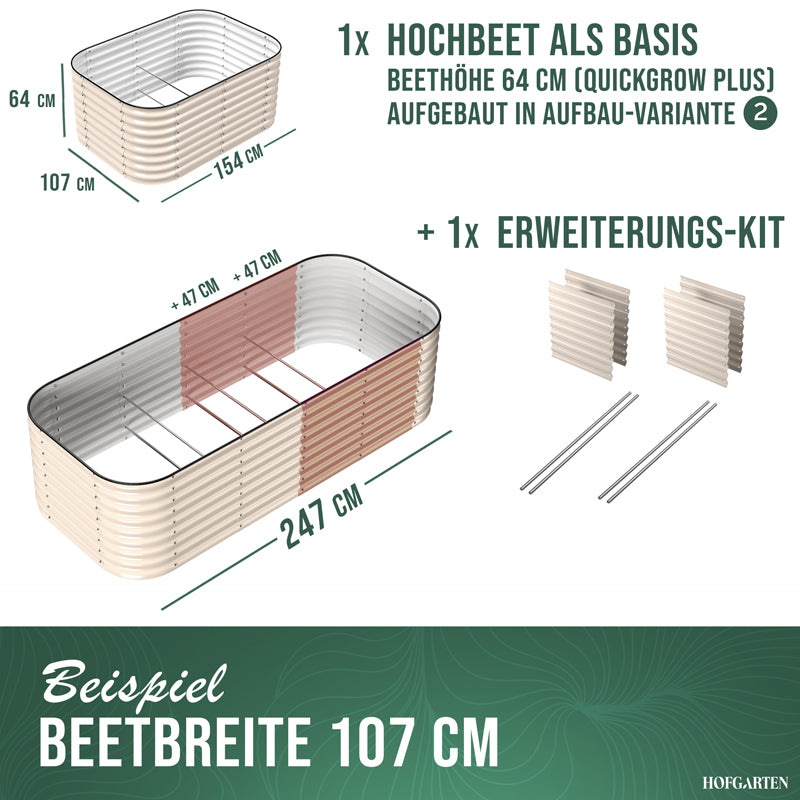 HOFGARTEN Hochbeet Erweiterungs-Kit | Passend für 42 cm oder 64 cm Beethöhe (Bitte wählen)