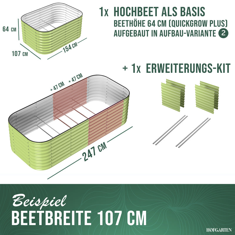 HOFGARTEN Hochbeet Erweiterungs-Kit | Passend für 42 cm oder 64 cm Beethöhe (Bitte wählen)