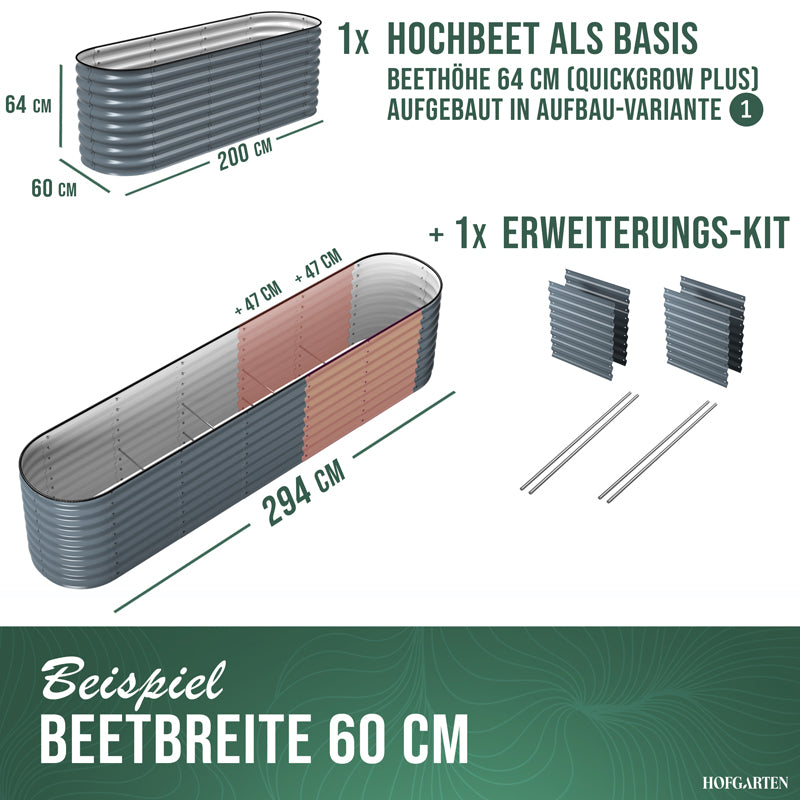 HOFGARTEN Hochbeet Erweiterungs-Kit | Passend für 42 cm oder 64 cm Beethöhe (Bitte wählen)