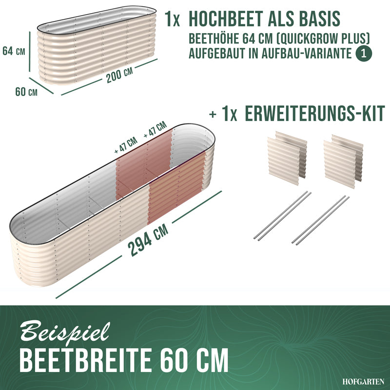 HOFGARTEN Hochbeet Erweiterungs-Kit | Passend für 42 cm oder 64 cm Beethöhe (Bitte wählen)