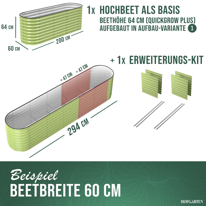 HOFGARTEN Hochbeet Erweiterungs-Kit | Passend für 42 cm oder 64 cm Beethöhe (Bitte wählen)