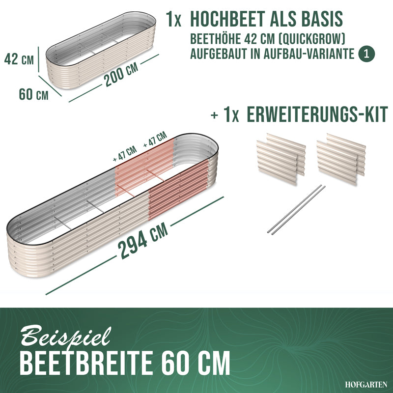 HOFGARTEN Hochbeet Erweiterungs-Kit | Passend für 42 cm oder 64 cm Beethöhe (Bitte wählen)