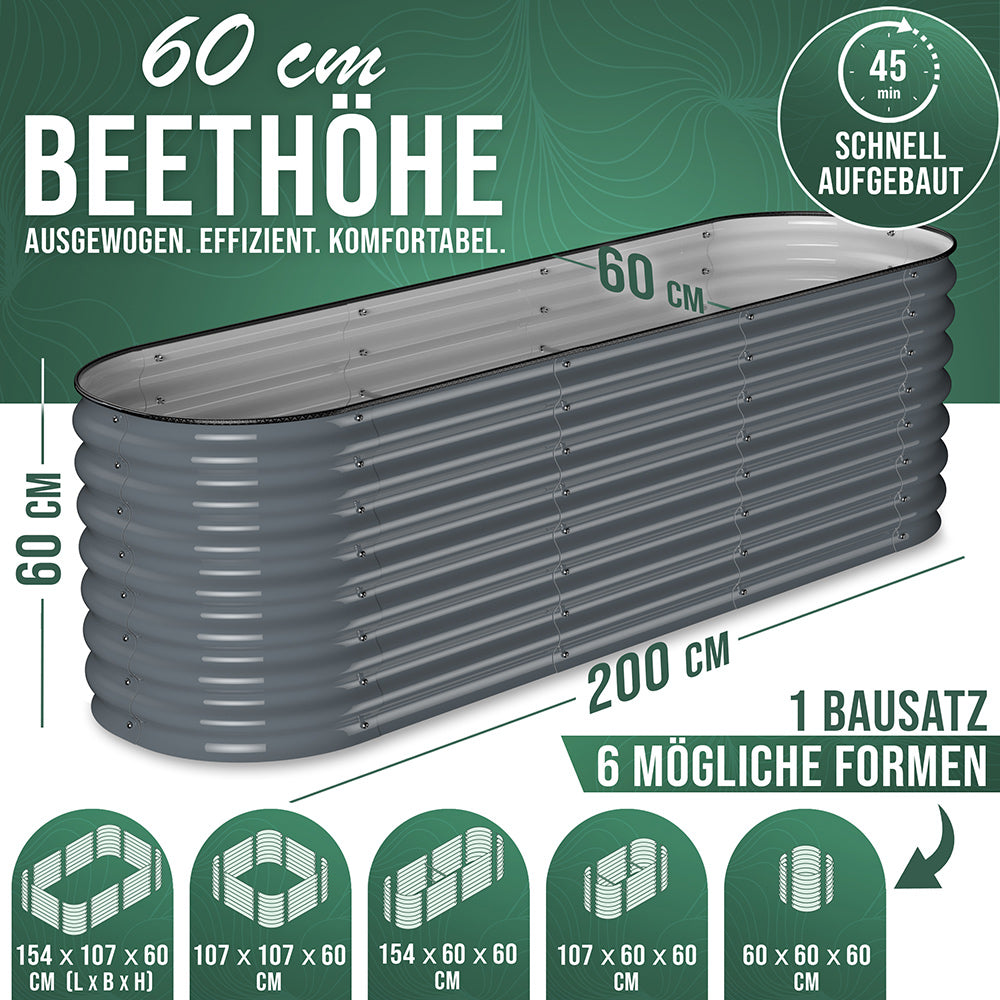 HOFGARTEN 6-in-1 Metall-Hochbeet 'QuickGrow PLUS' (60 cm Beethöhe)