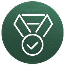 Medaille mit Haken – Symbol für Premium-Qualität.