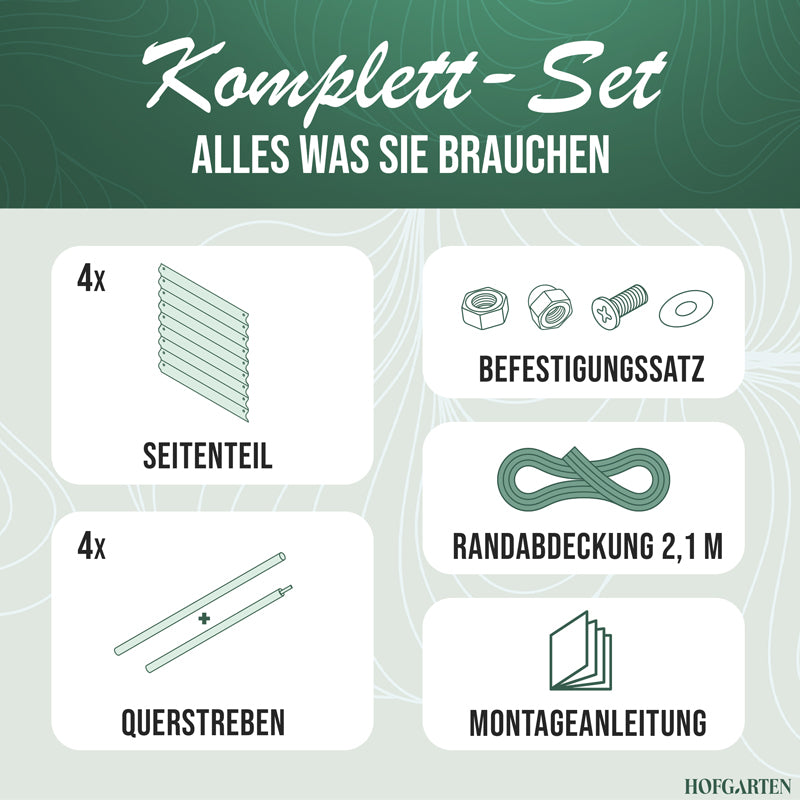 HOFGARTEN Hochbeet Erweiterungs-Kit | Passend für 42 cm oder 64 cm Beethöhe (Bitte wählen)
