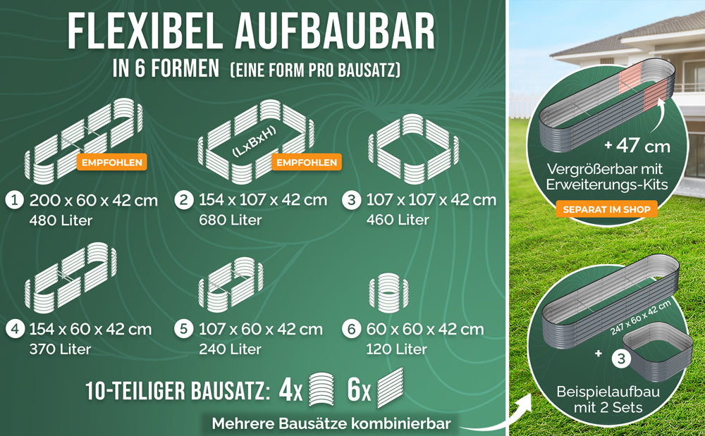 HOFGARTEN QuickGrow, 6-in-1 Metall Hochbeet