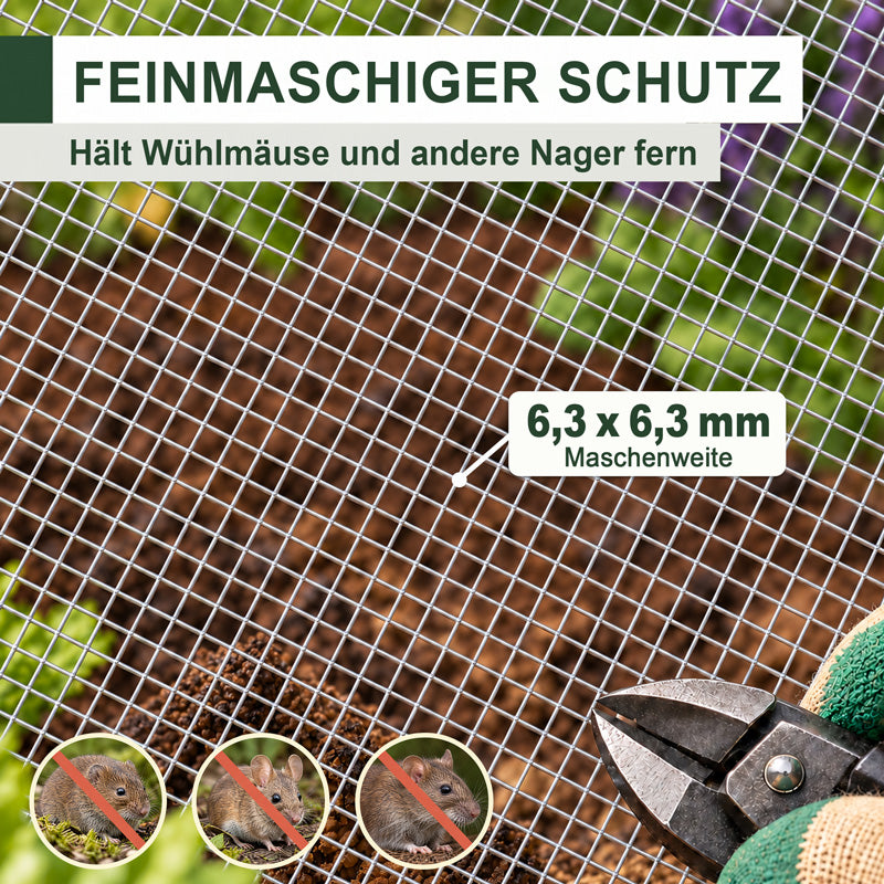 Wühlmausgitter für Hochbeete | Passgenau für 3 Beetbreiten (Bitte wählen)